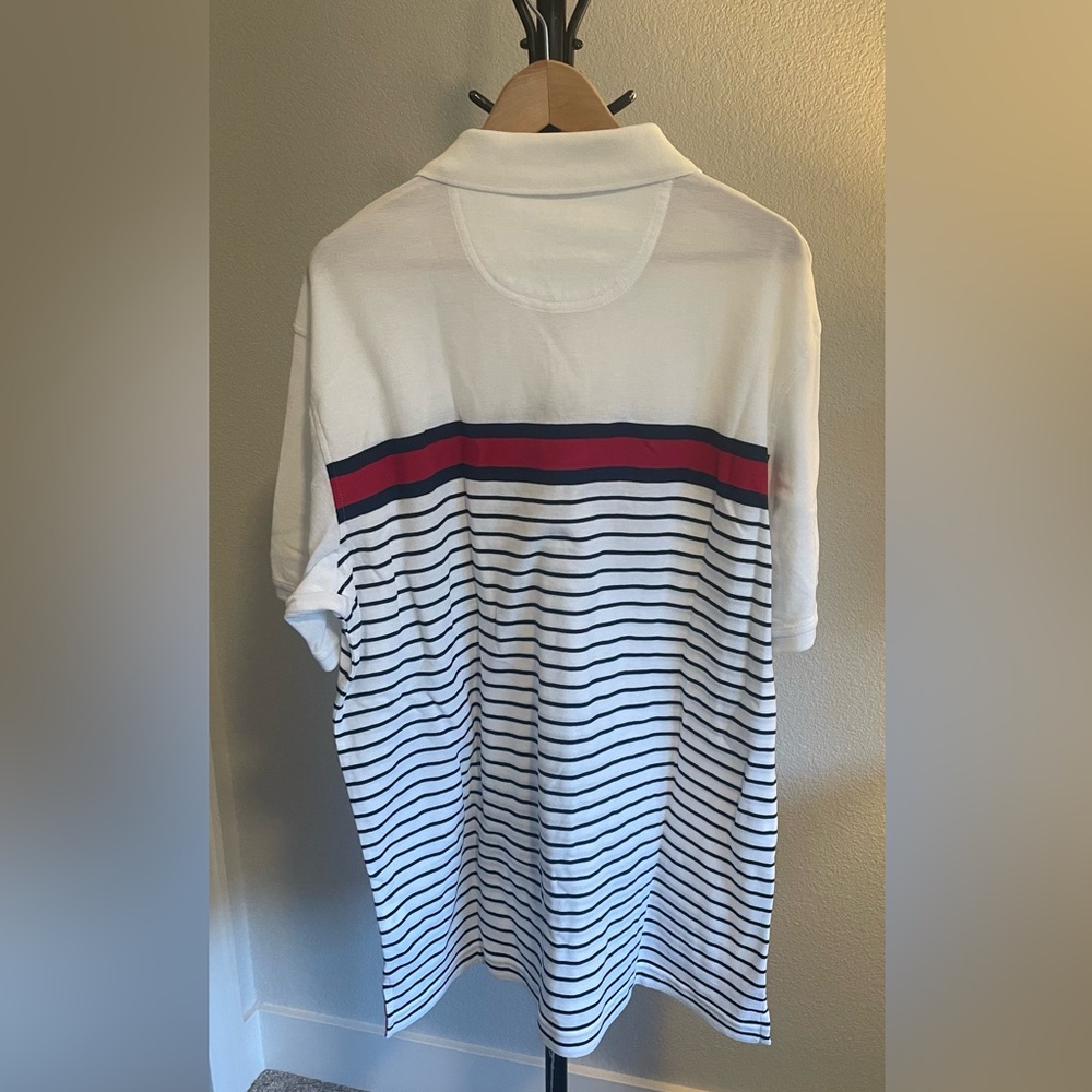 IZOD - NWT The Advantage Polo. White, red & navy stripes. Size XL - Picture 2 of 7